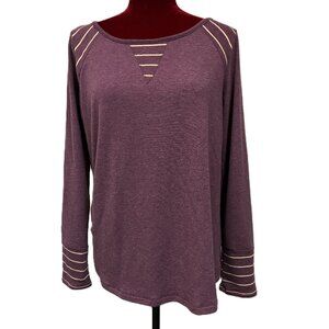 Pink Clover Burgundy Striped Tunic Top with Cut-Out Detail - Size Small